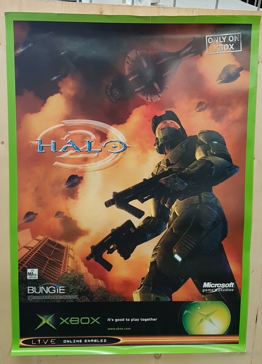 Halo 2 Very Rare Official Promo Poster 84x60cm A1 Xbox Original – B Grade