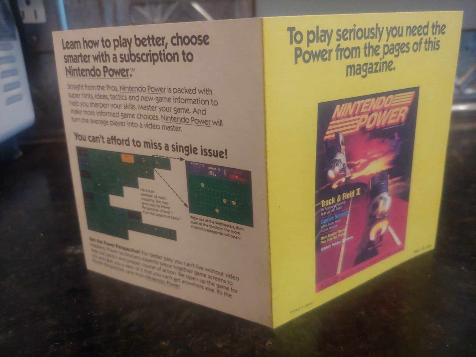 NINTENDO POWER Track Field II NES Subscription Fold-Out Insert Card PMG-VR-USA