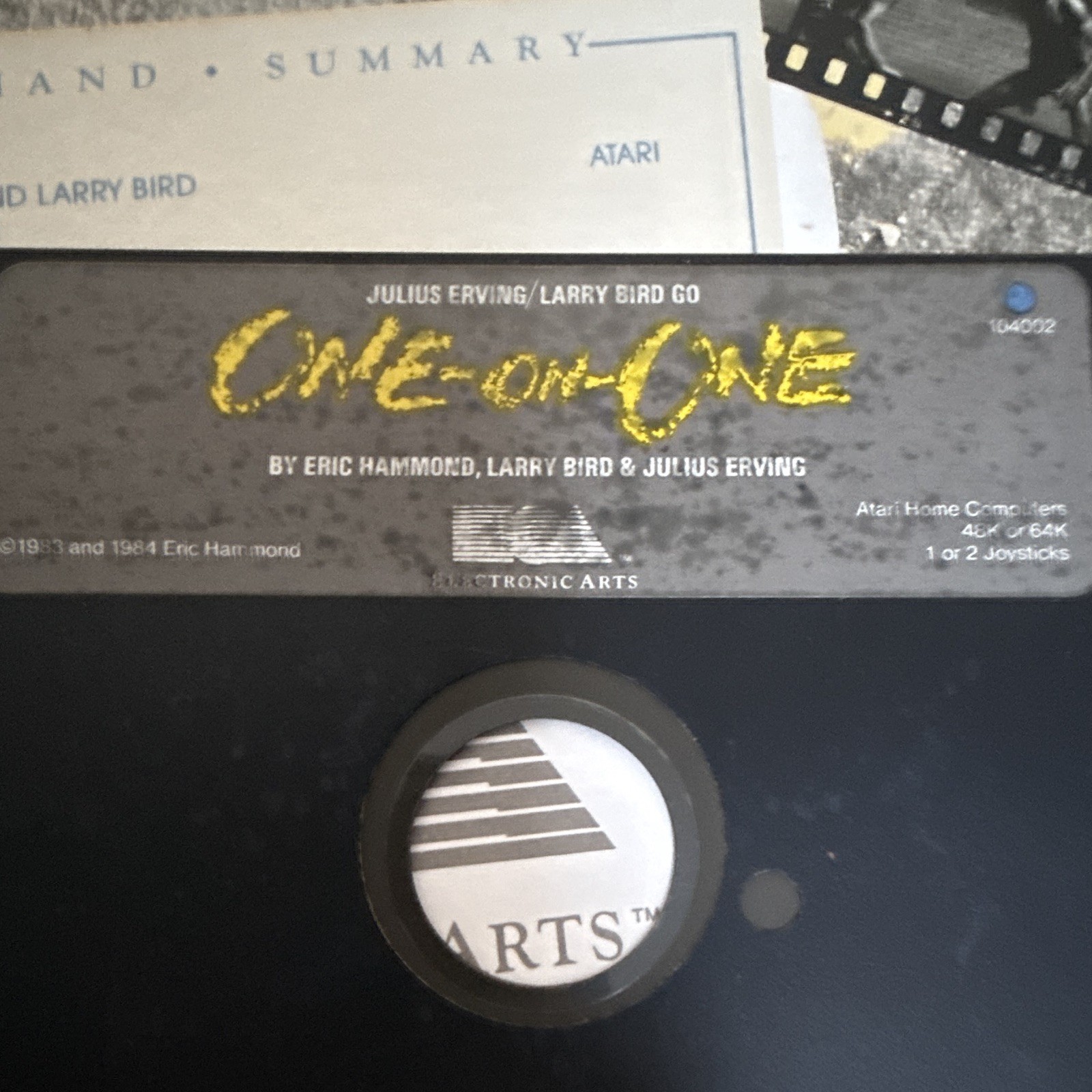 One-On-One Atari 48K 64K Disk Game Julius Erving Larry Bird NBA Basketball dr. j