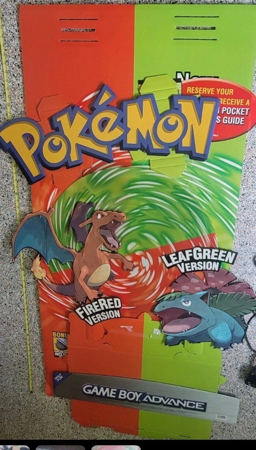 Pokémon Nintendo Leaf Green Fire Red Promo Standee Display Gameboy Advance Store