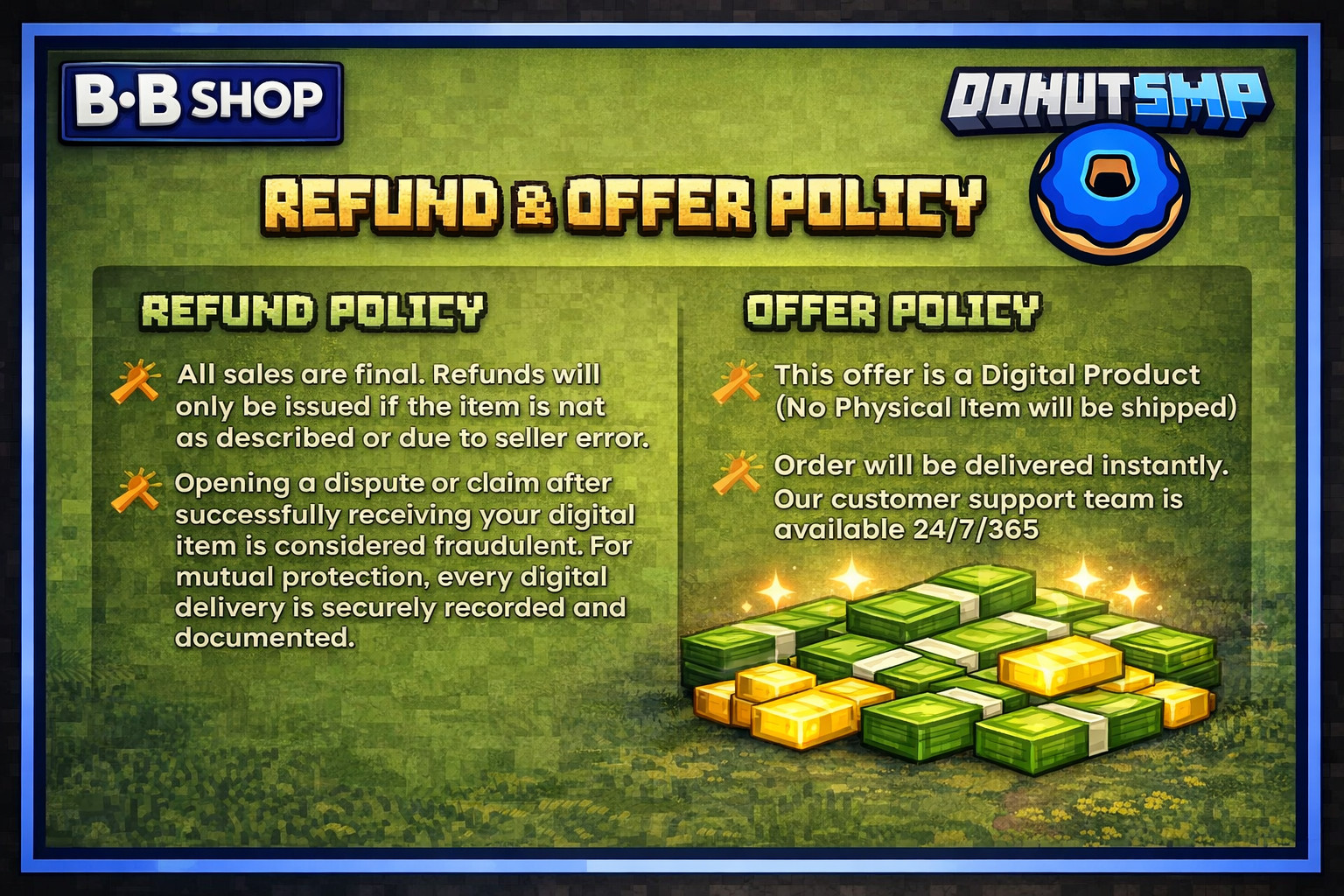 CHEAPEST DONUT SMP MONEY – MINECRAFT MULTIPLAYER| 24/7 INSTANT DELIVERY! ⚡⭐