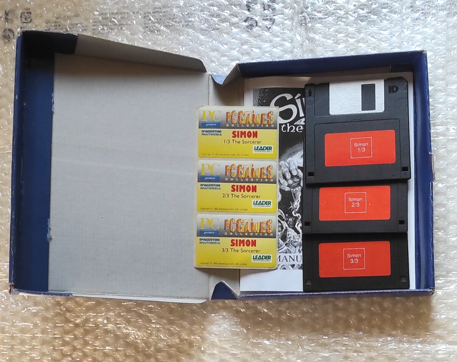 SIMON THE SORCERER Complete Box PC FLOPPY ORIGINAL LEADER Italy Retrogames PAL