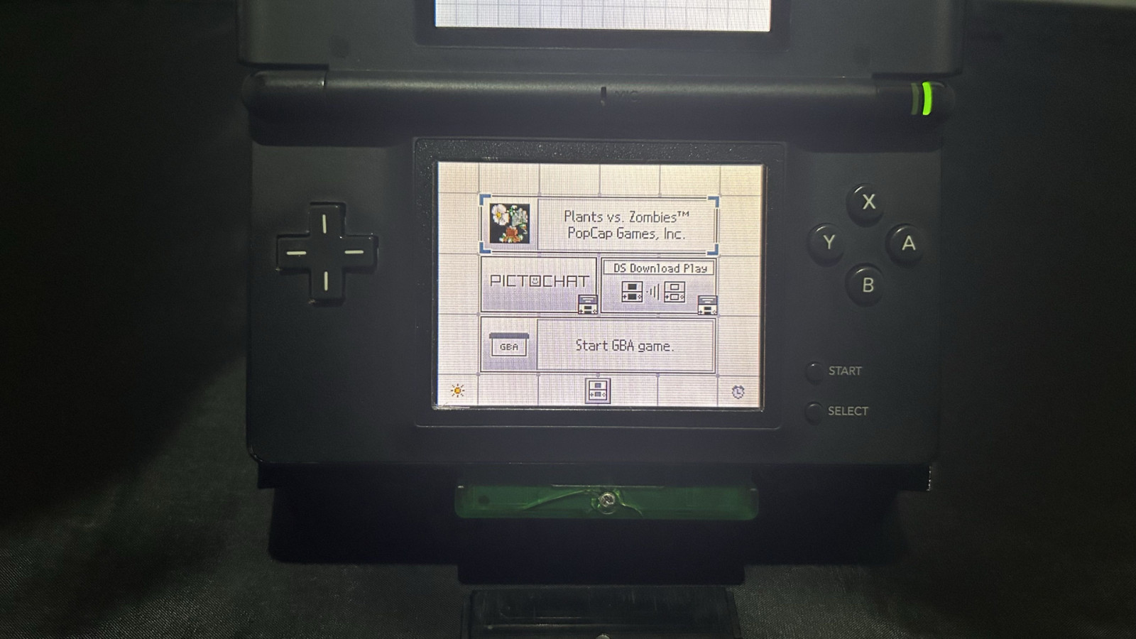 Nintendo DS Lite Handheld Console Black. No Charger. TESTED W/ Stylus/GBA Filler