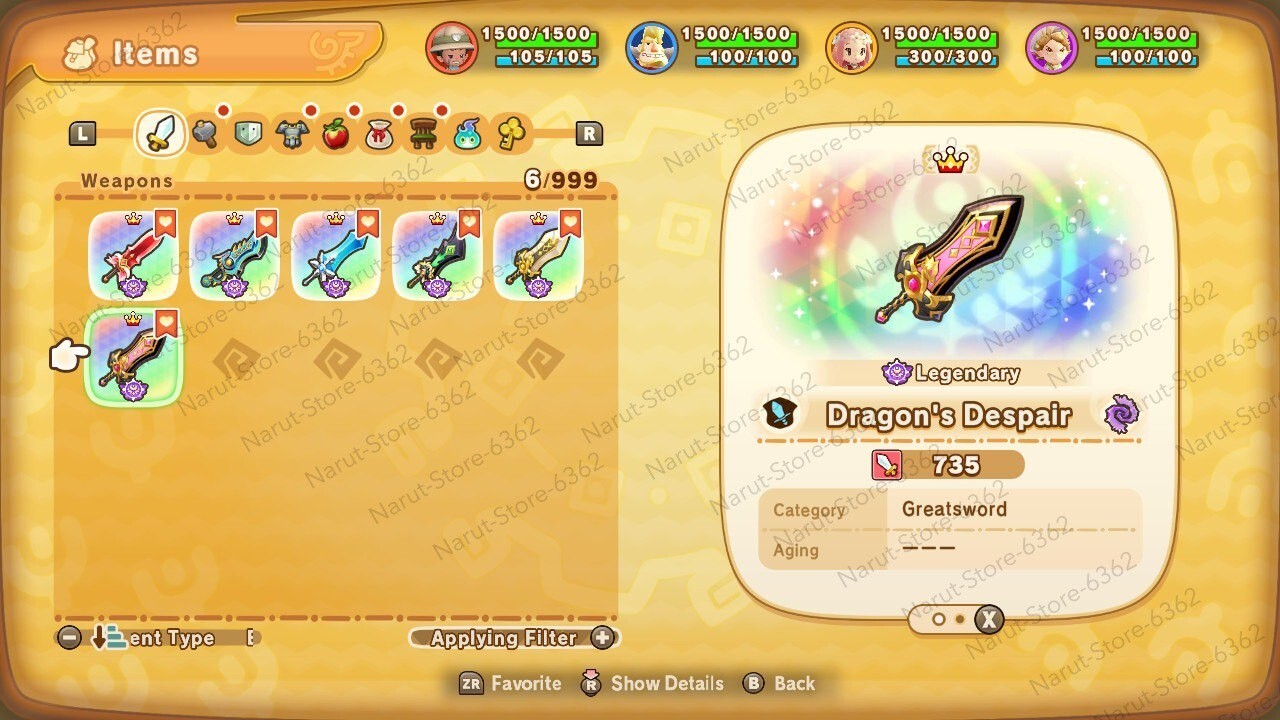 🌟Fantasy Life I: Legendary GreatSword Set The girl Who Steals Time🌟Weapon Item
