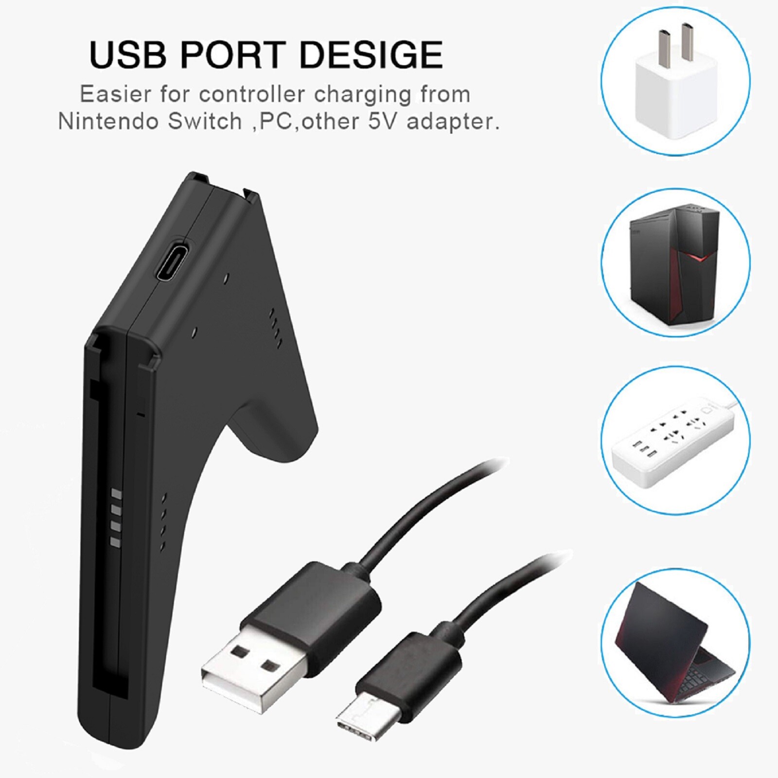 For Nintendo Switch JoyCon Bridge V shaped Handle Holder Charging Grip Dock ABS