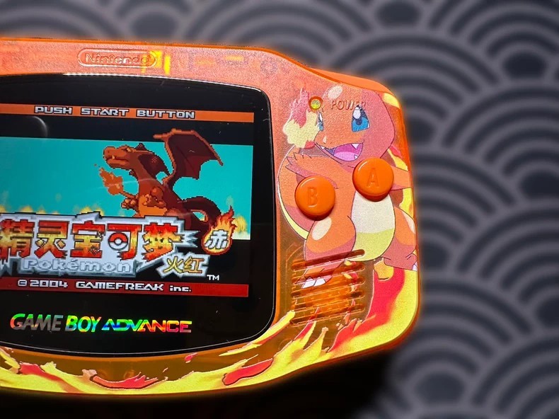 Game Boy Advance GBA Charmande Clear Orange Console with iPS Backlit LCD MOD