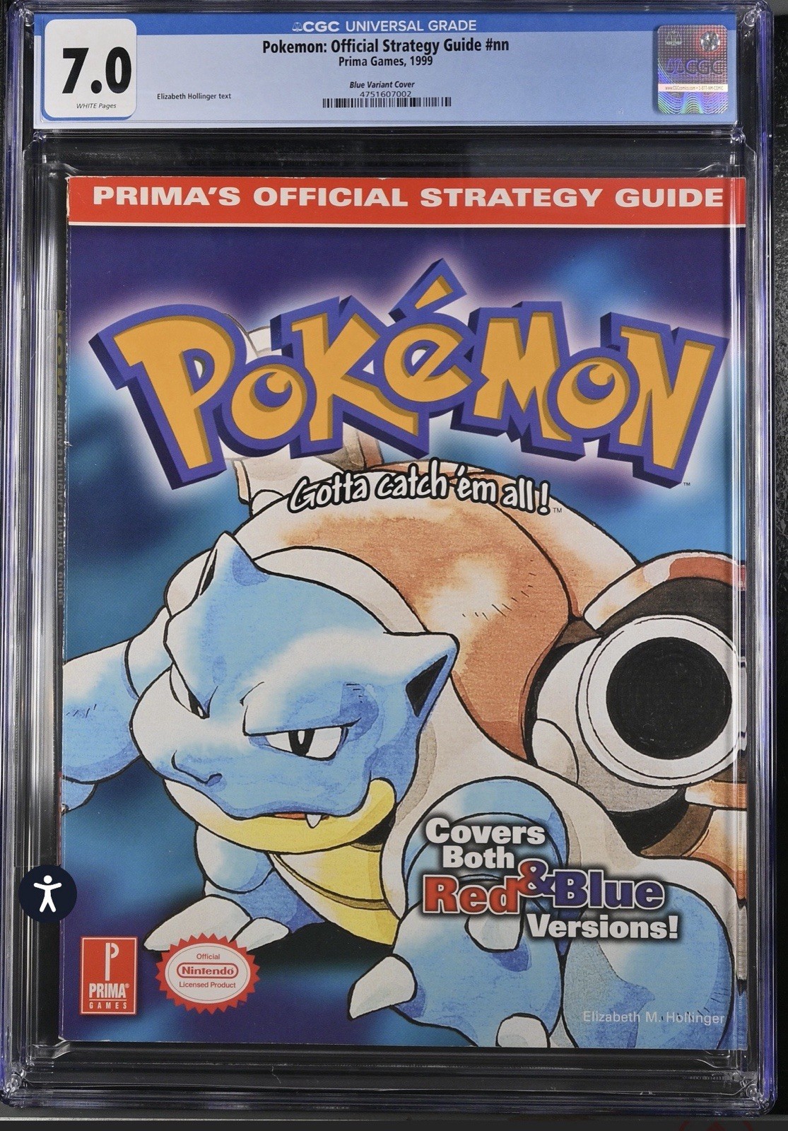 Pokemon Red & Blue: Prima Official Strategy Guide 1999 Blastoise CGC 7.0 Graded