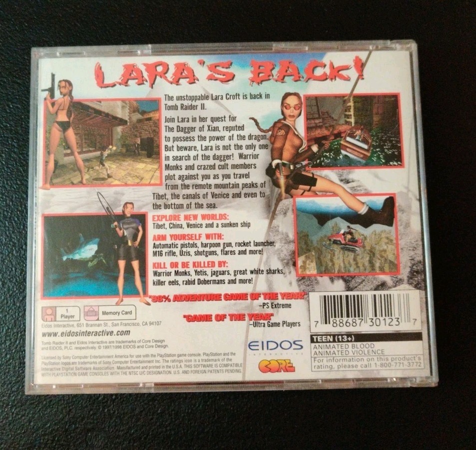 Tomb Raider II Starring Lara Croft Sony PlayStation 1 – 1997 Used