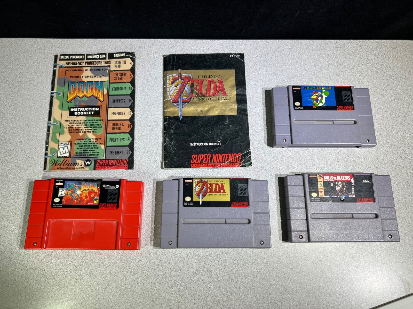 Super NES SNS-001 Console, Controllers, Paint Pad w/Mouse, Game Genie & 7 Games