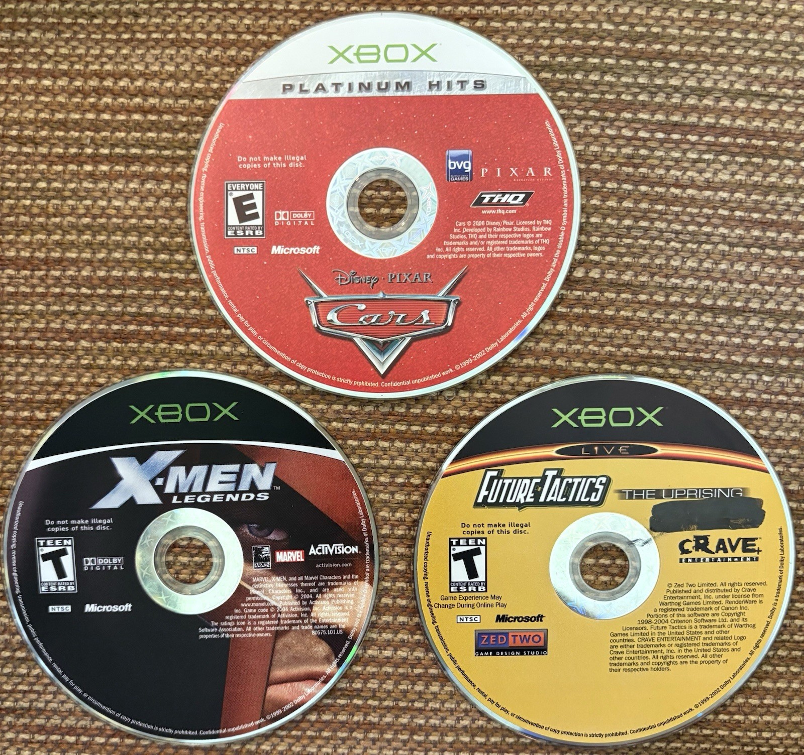 XBOX GAMES BUNDLE (Cars, X-Men Legends, Future Tactics)
