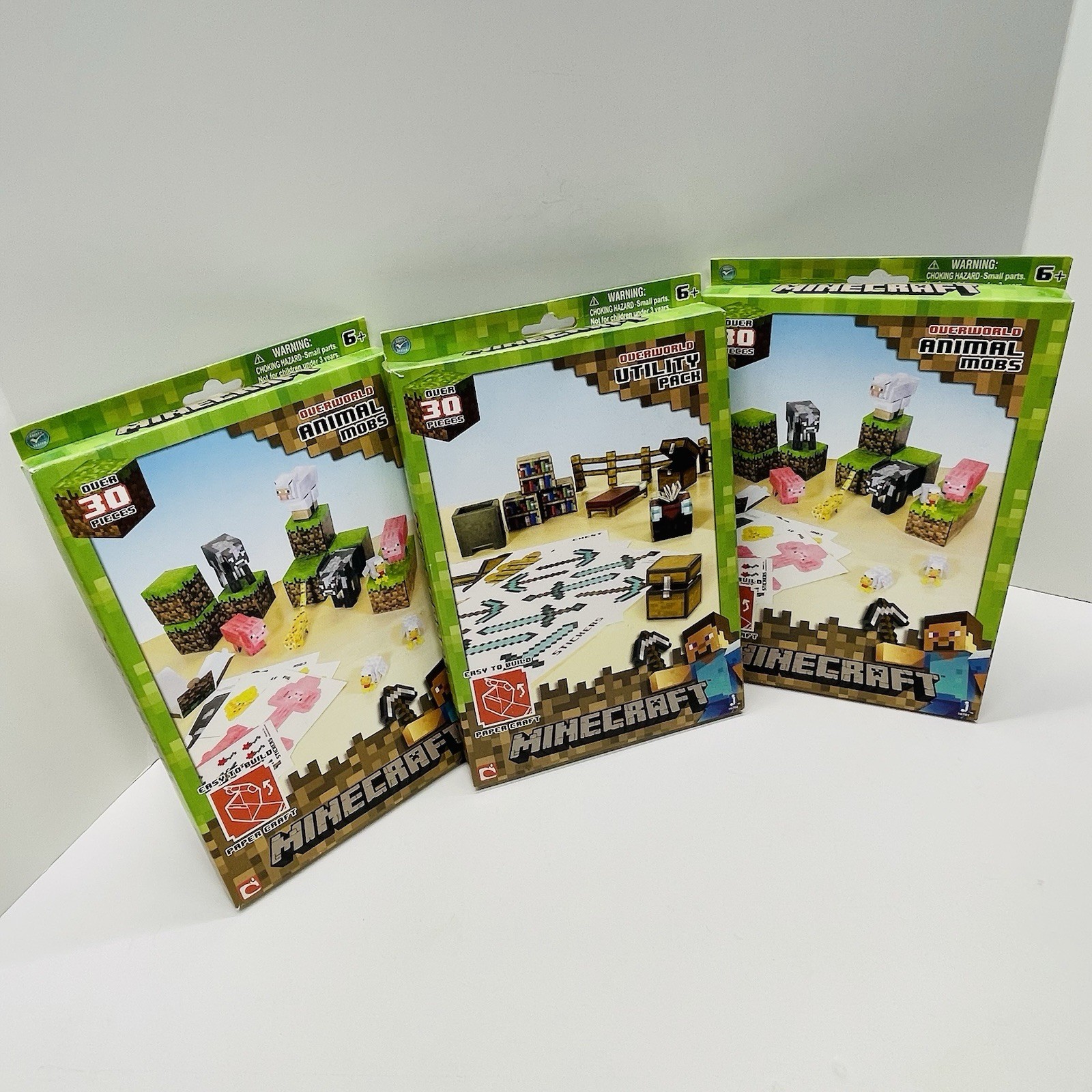 Minecraft Overworld Bundle Animal Mobs & Utility Pack Paper Craft Jazwares -2013