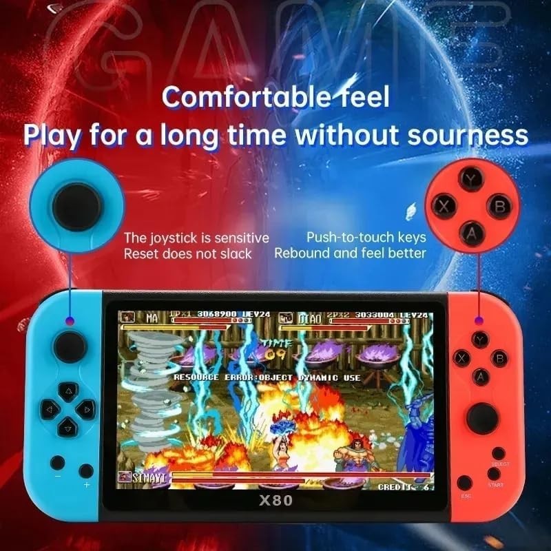 X80 blue red Handheld Game Console 16gb 7 inch HD Retro Game Support TV Games
