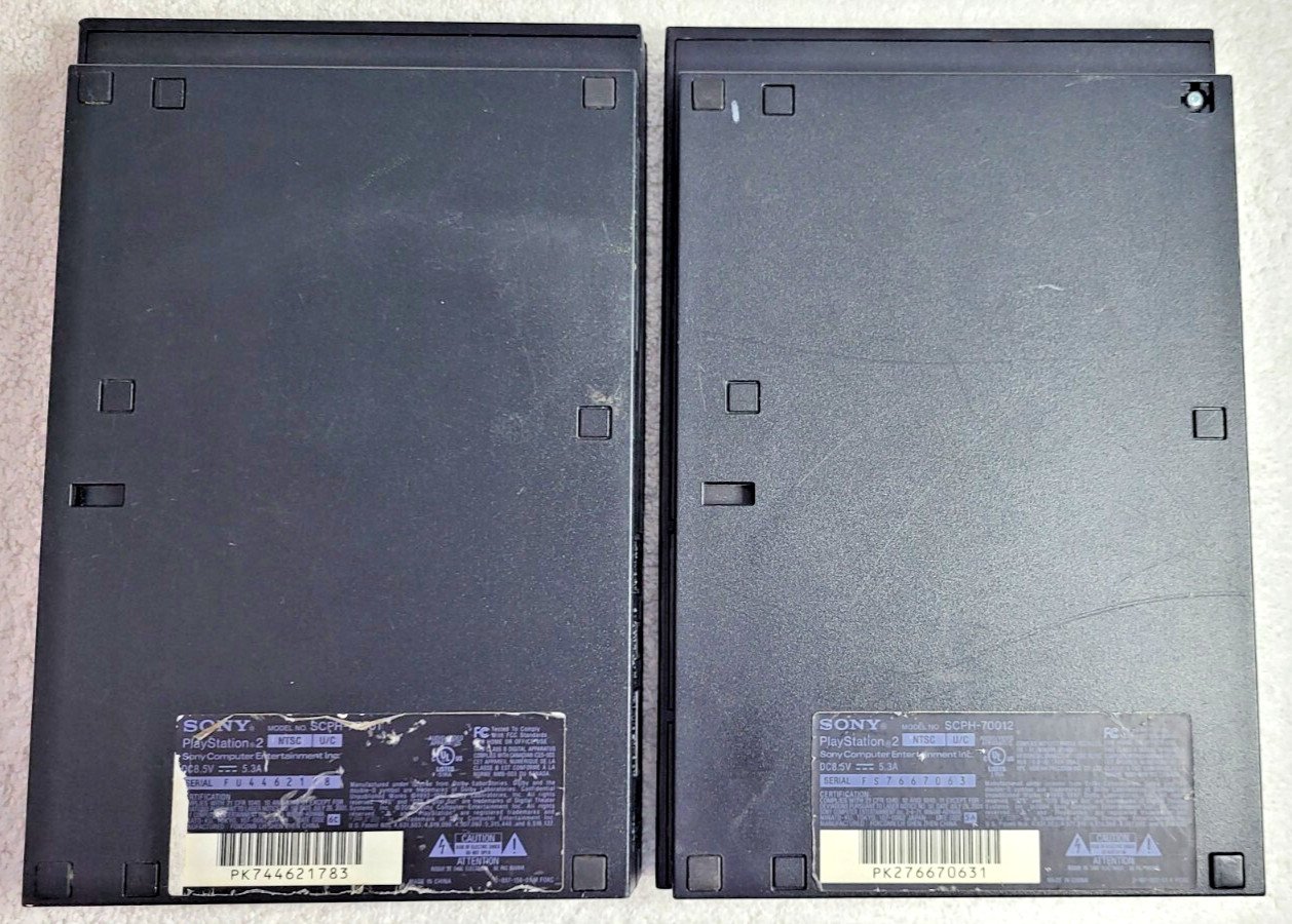 Lot of 2 Sony PlayStation 2 PS2 Slim Black Console Only – Clean Tested, Working