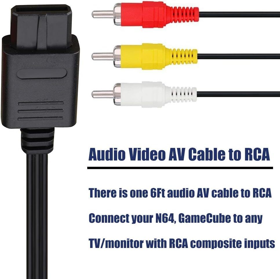 6FT RAC AV TV Audio Video Cable Cord For Super Nintendo SNES N64 Game Cube Lots