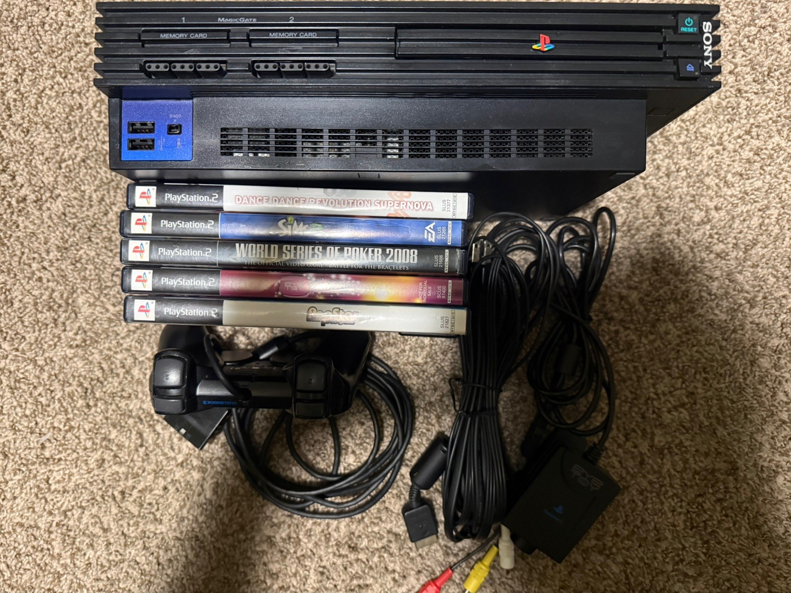 Sony PlayStation 2 PS2 Fat Game Console Bundle Great Condition Tested Clean