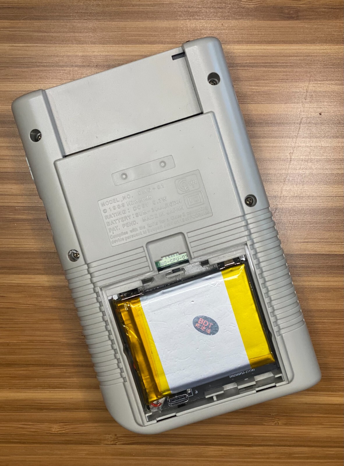 Nintendo Game Boy Original DMG V5 PRO IPS Brighter Backlight GRAY System BATTERY