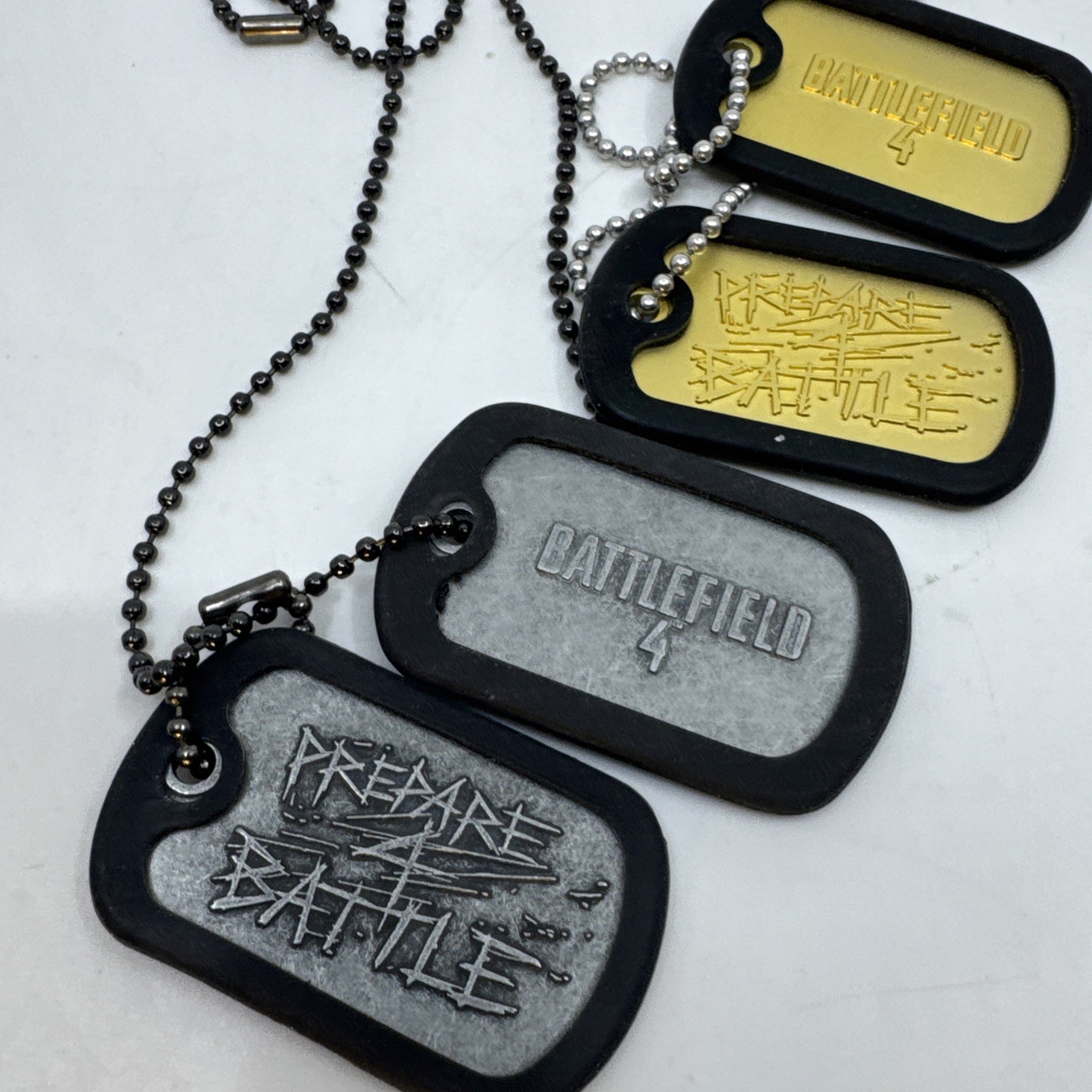 Battlefield 4 Prepare 4 Battle Dog Tag Necklace Set of 2 Gold & Silver