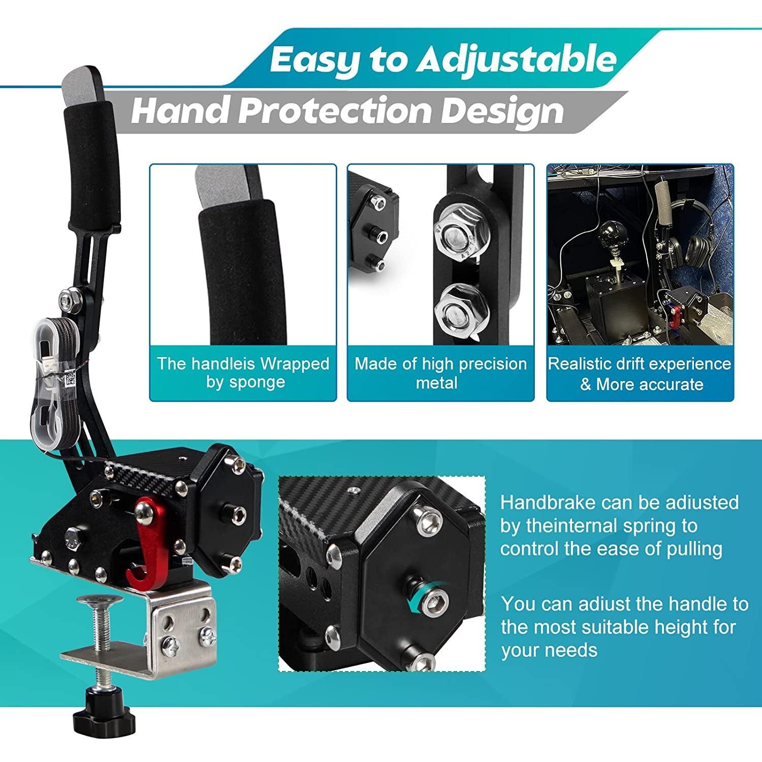 PC USB Simulator Shifter Handbrake with H Gear Shifter for G29 G27 G920 T300RS