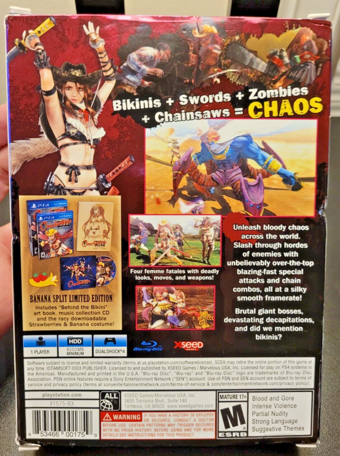 ONECHANBARA Z2 II CHAOS BANANA SPLIT LIMITED EDITION Sony PlayStation 4 PS4 RARE