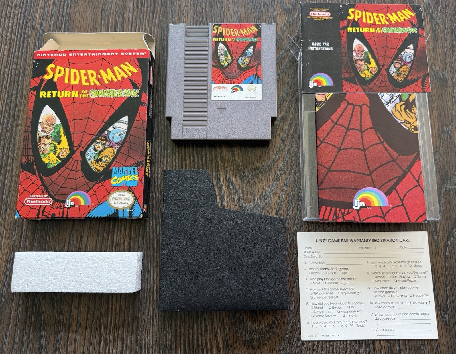 Spider-Man: Return of the Sinister Six Complete in Box CIB (Nintendo, NES 1992)