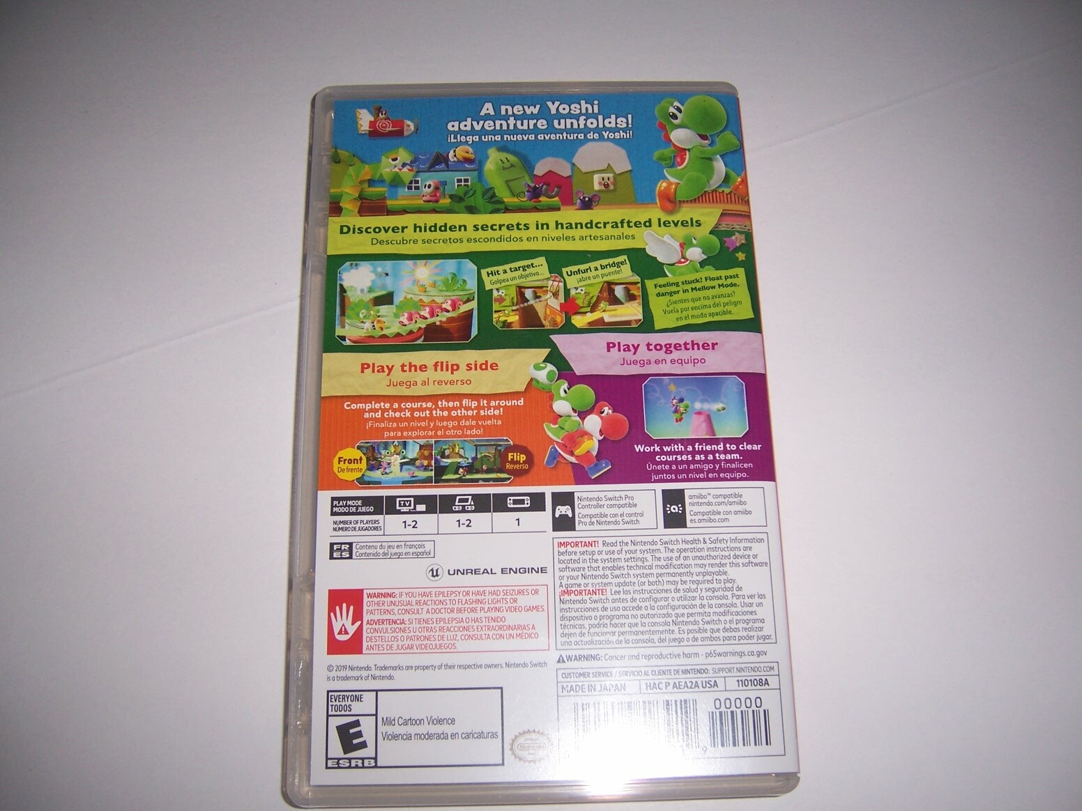 Original Box Case Replacement Nintendo Switch Yoshi’s Crafted World