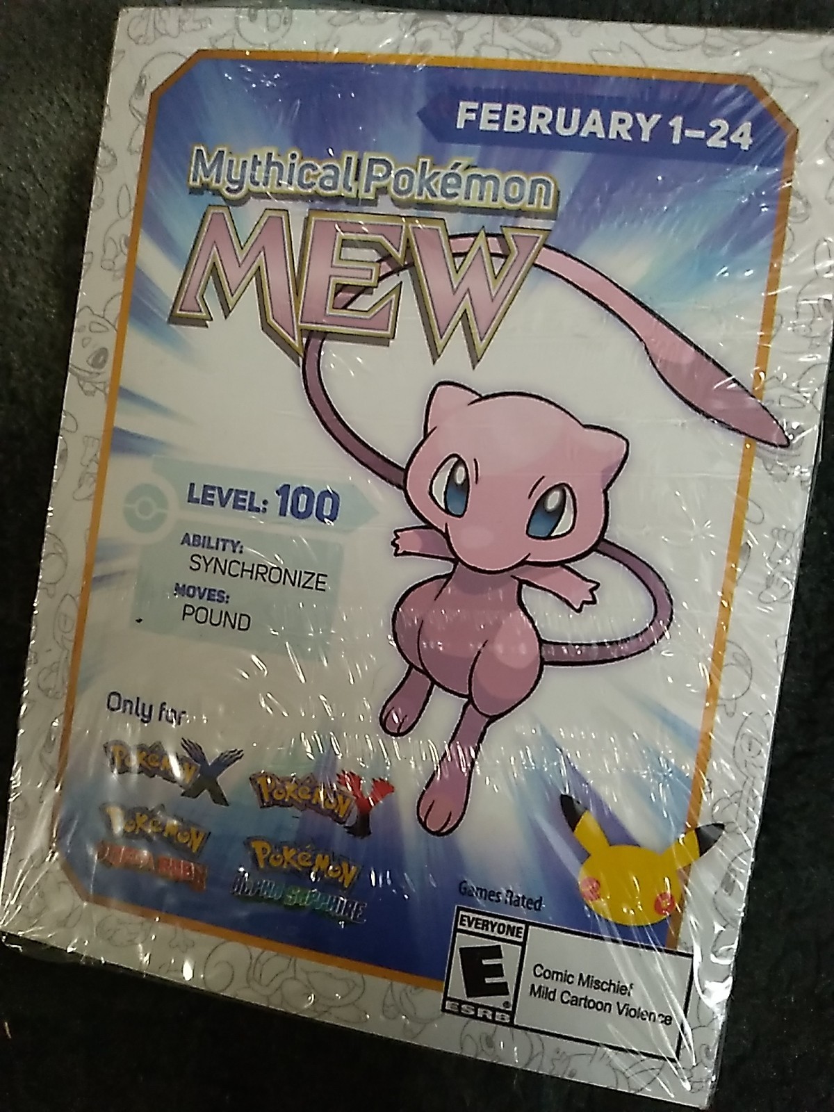 Mythical Pokemon Mew Scratch Off Card – 2016 – Unscratched – Expired