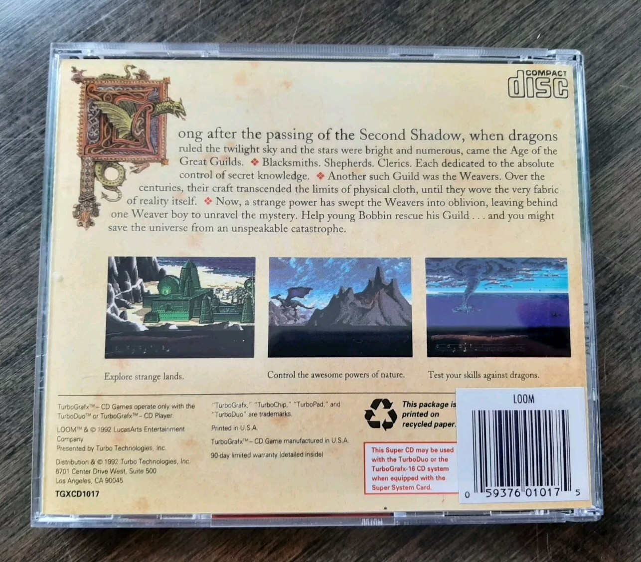 🎵 LOOM 🎶 for TurboGraFX 16 CD or TurboDUO Complete Authentic!