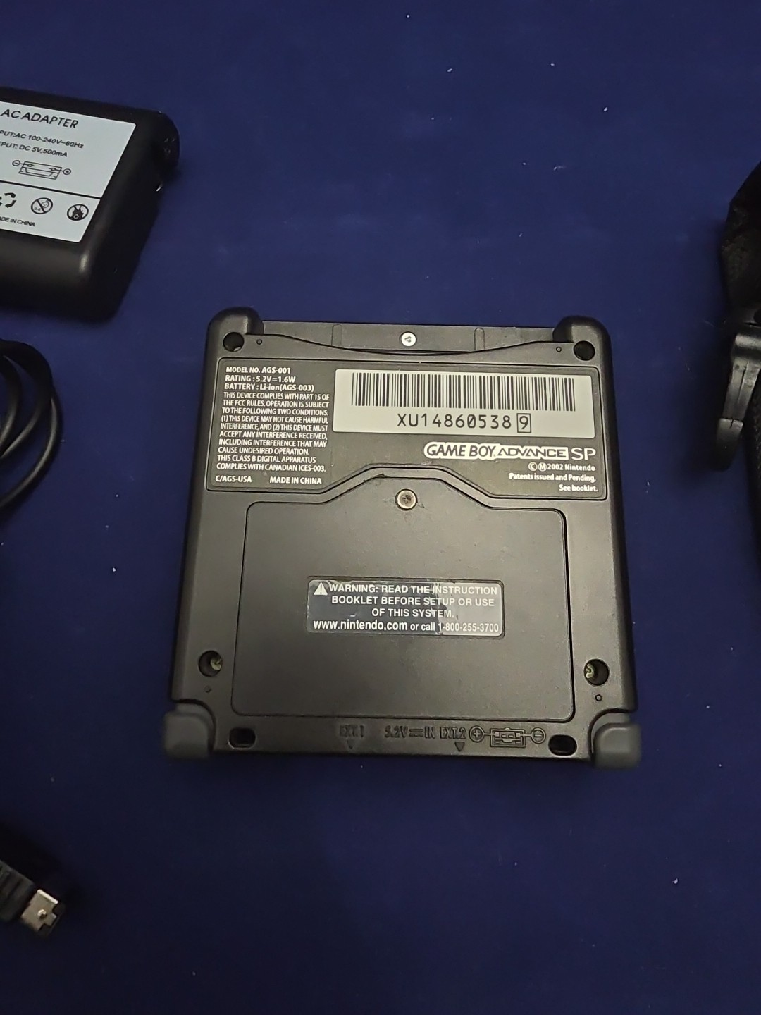 Nintendo Game Boy Advance SP Onyx Black Generic Charger Carry Case