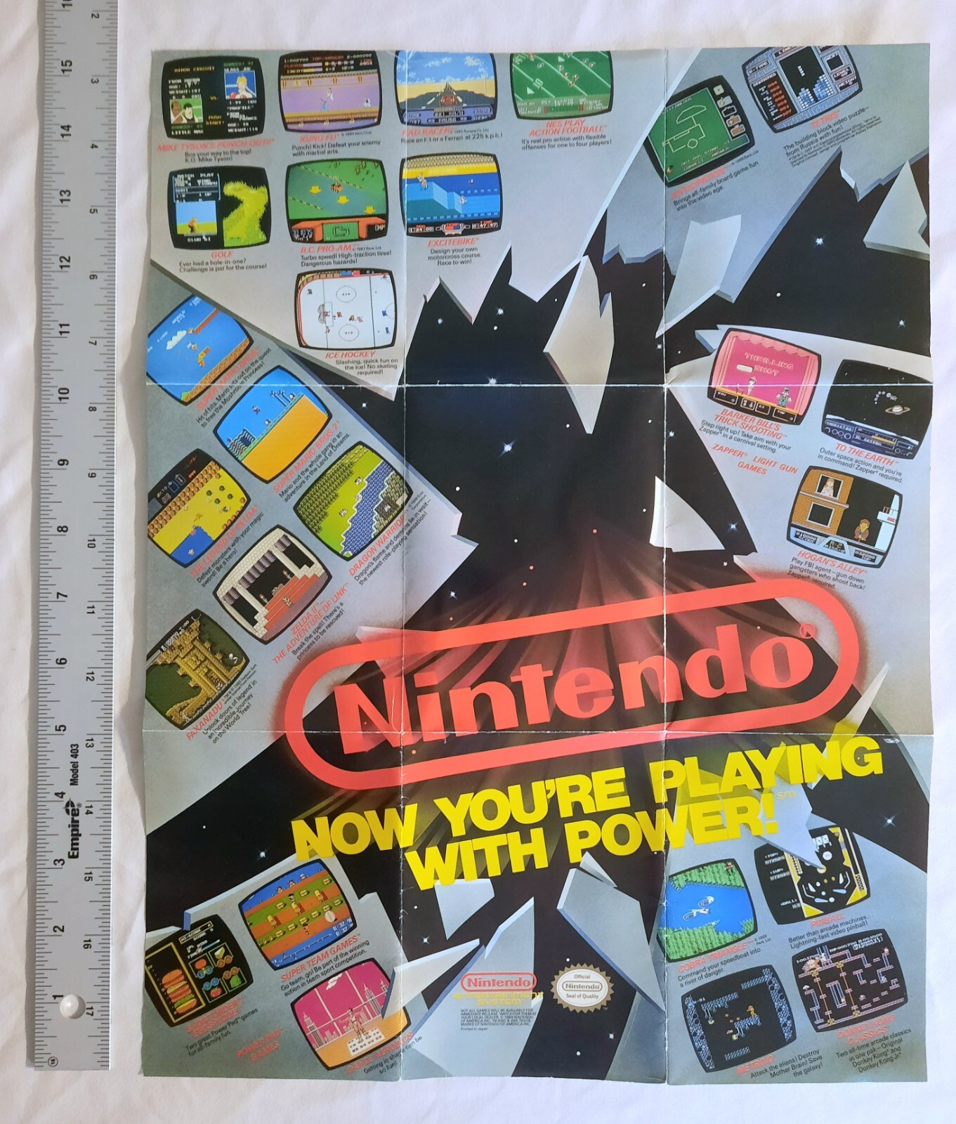 Vintage Nintendo NES ‘ Now Your Playing With Power ‘ Fold Out Poster Insert
