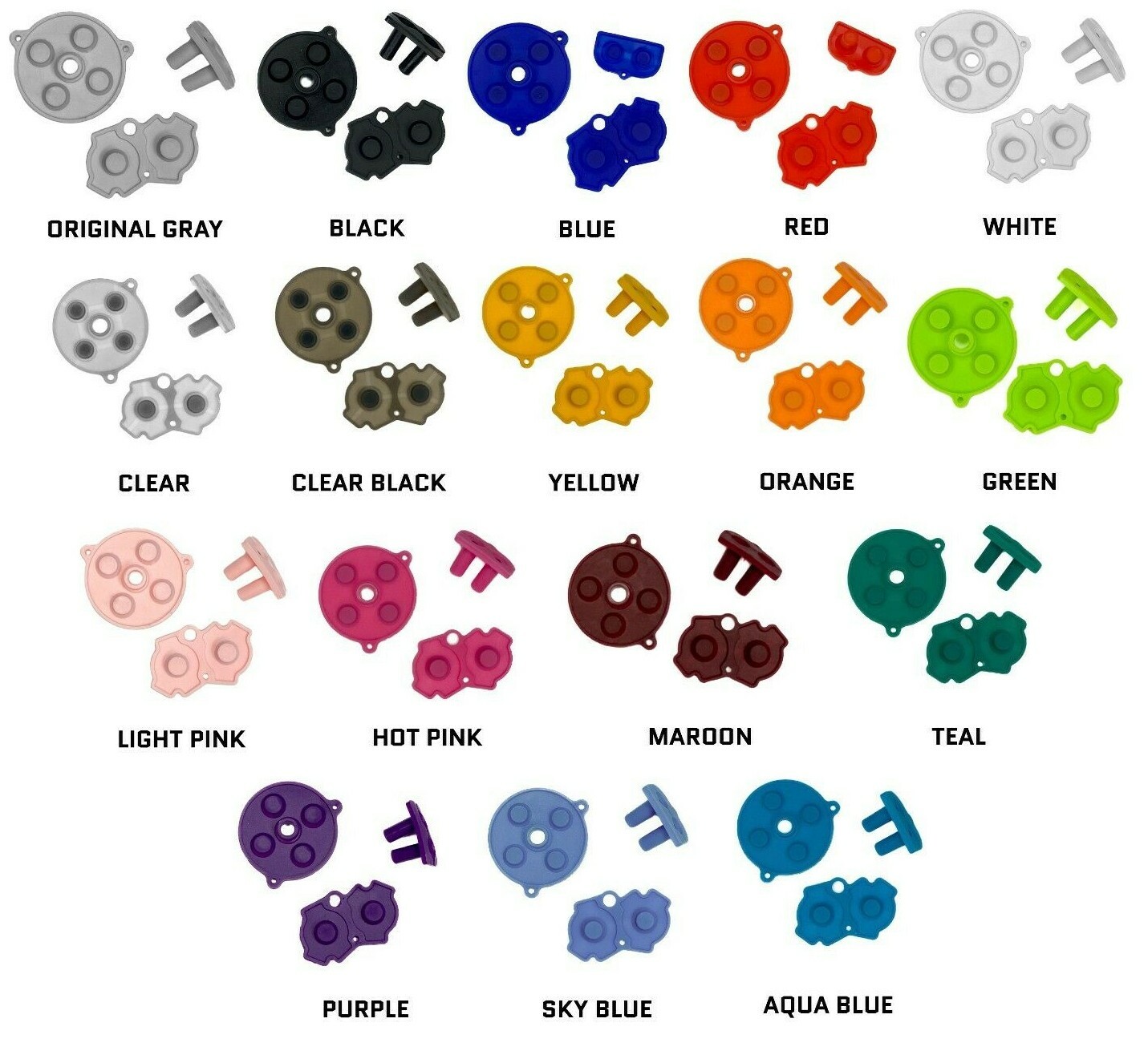 Nintendo Game Boy Advance GBA System Color Button Rubber Pads Set Replacement