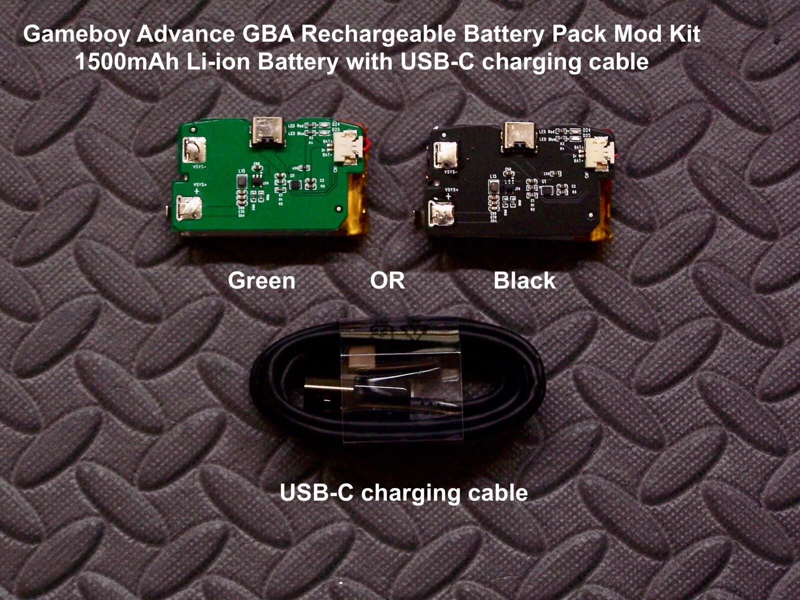 Gameboy Advance Rechargeable Battery Pack 1500mAh Li-ion USB-C Cable included