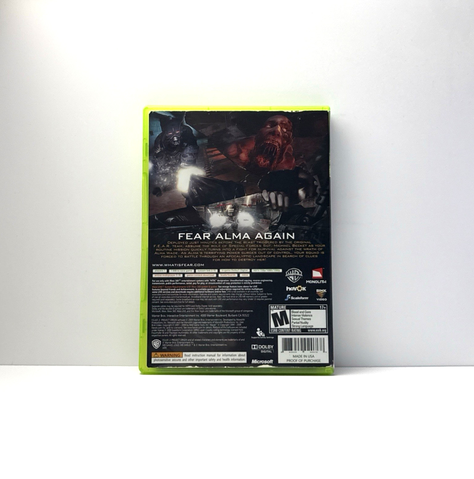 FEAR 2: Project Origin Microsoft Xbox 360 CIB Complete Refurbished & Tested
