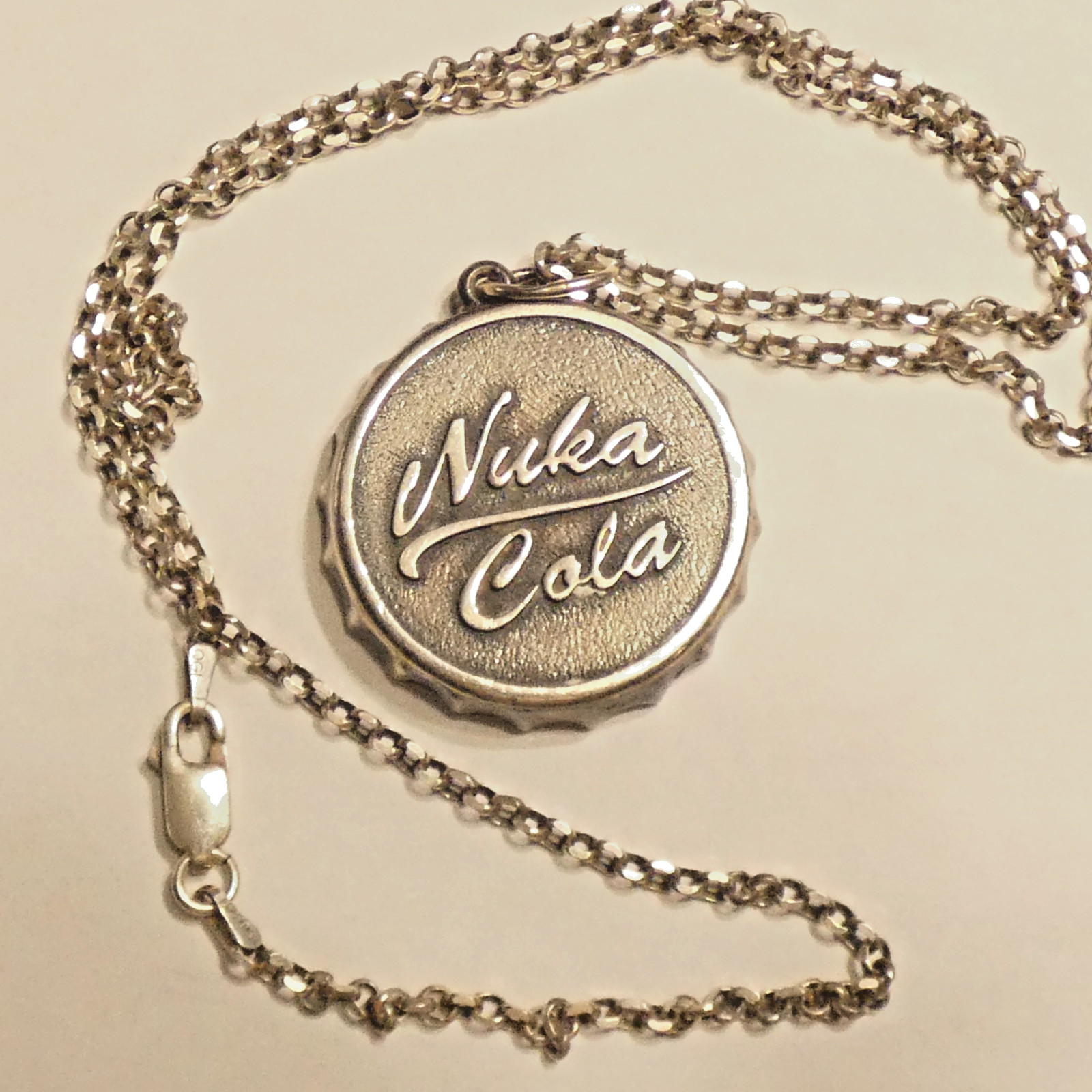 Fallout Nuka Cola Bottle Cap Silver tone Necklace Made in Italy