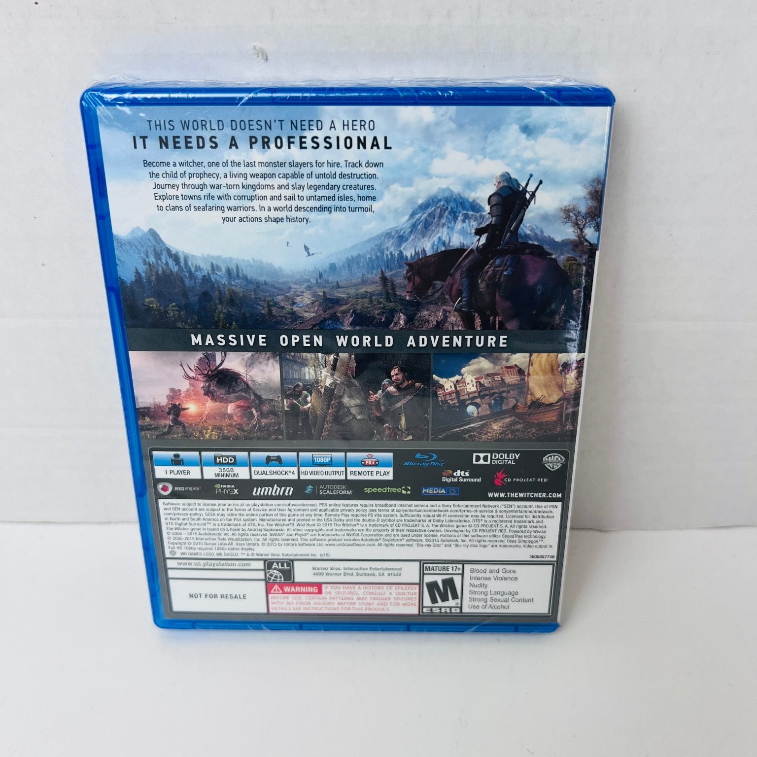 The Witcher 3: Wild Hunt PS4 Video Game Action RPG New Sealed