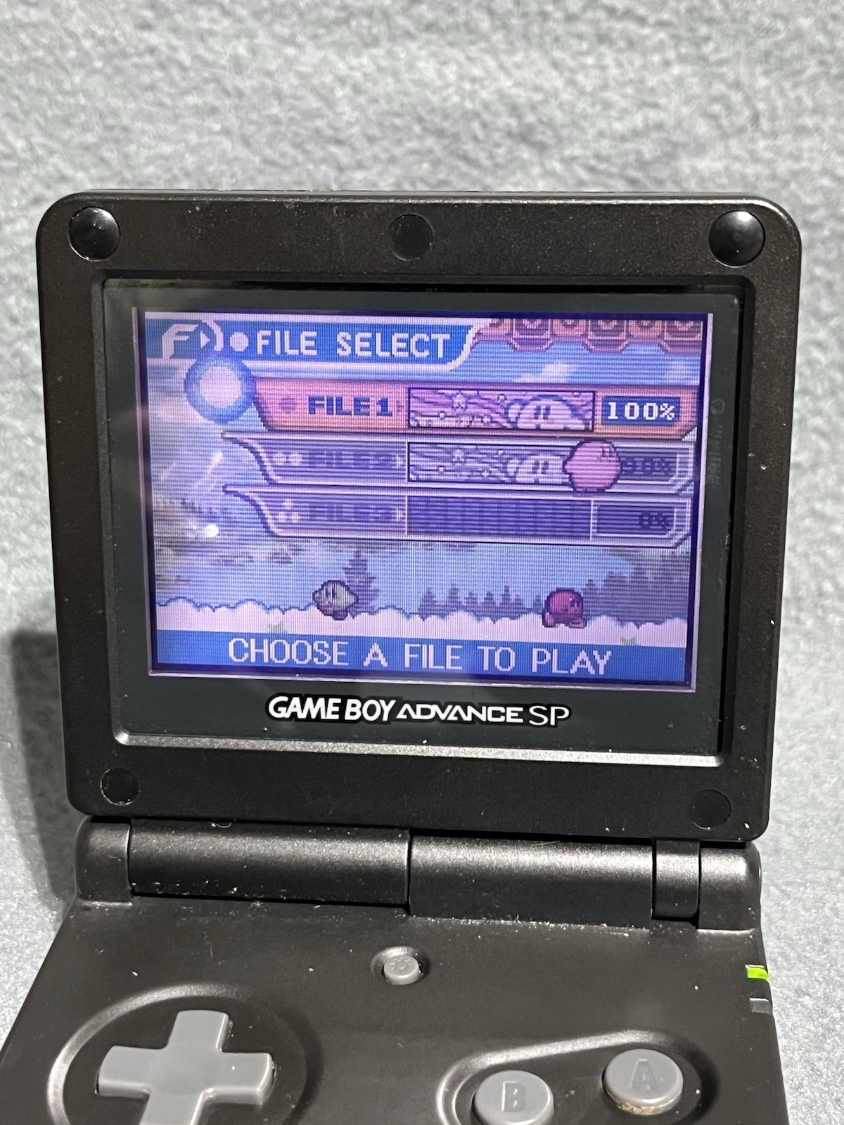 Nintendo Game Boy Advance SP GBA Black Handheld Console AGS-001 w/ Kirby Mirror