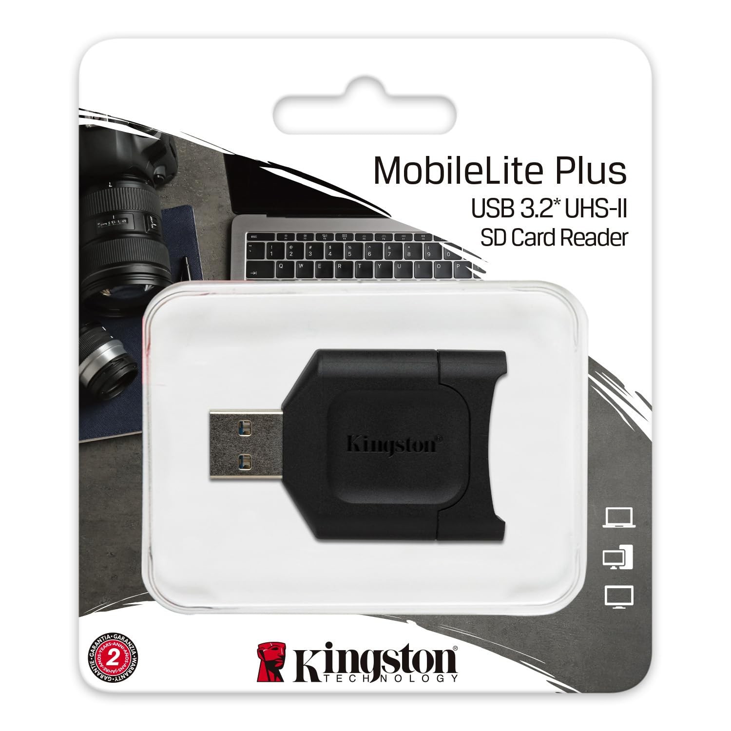 Kingston MobileLite Plus USB 3.2 SDHC/SDXC UHS-II Card Reader Standard, Black