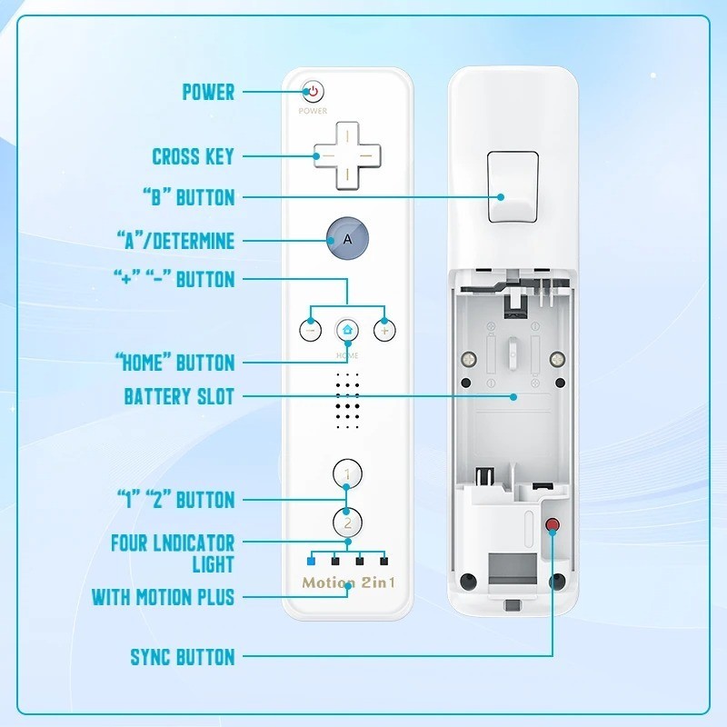 Built-in Motion Plus Wii Remote & Nunchuck Controller For Nintendo Wii / Wii U