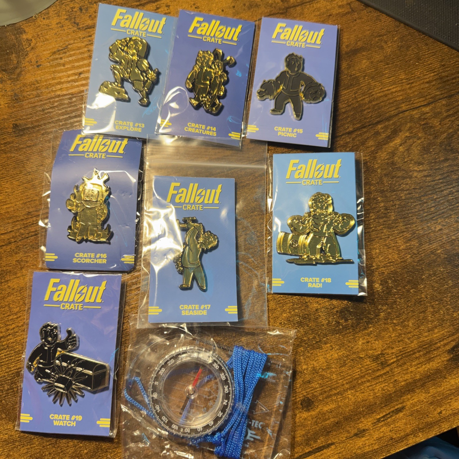 Fallout Loot Crate Pins 13-19 and Loot Crate Compass
