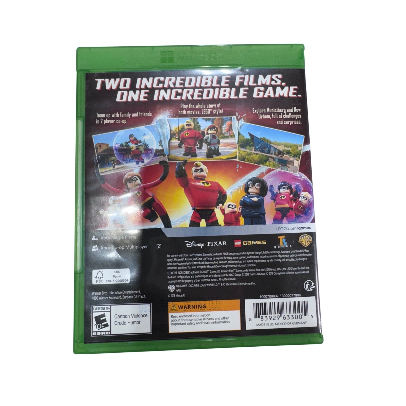 Warner Bros. LEGO The Incredibles Xbox One Video Game Disney Pixar Tested