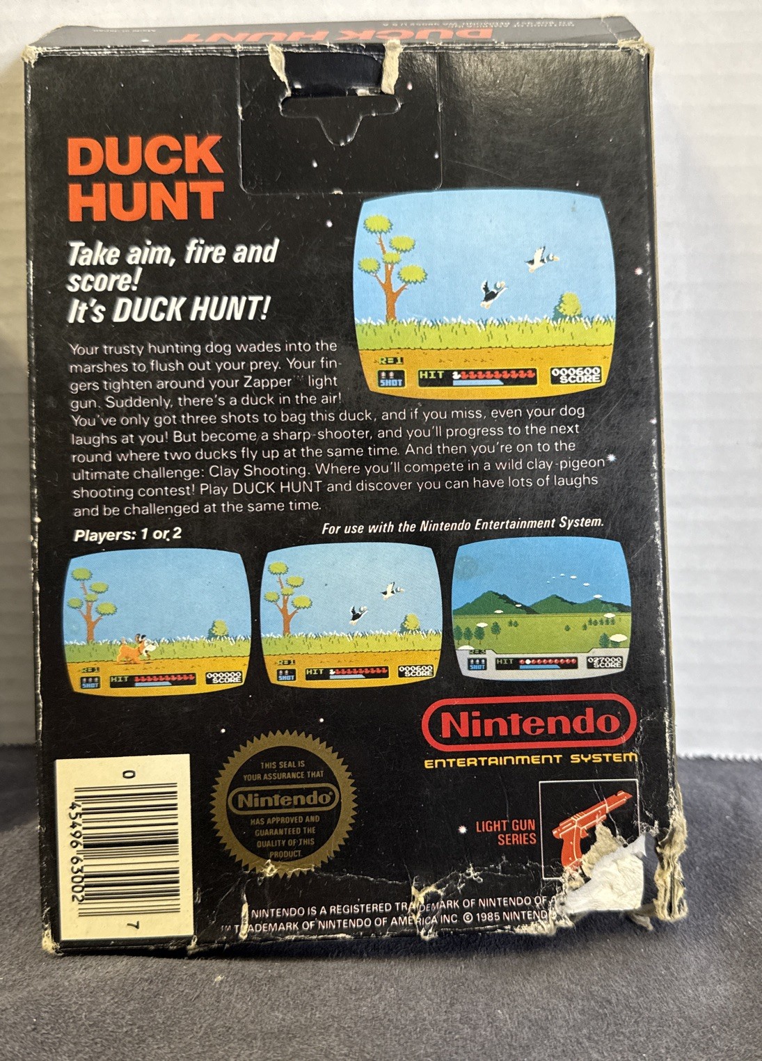 Duck Hunt (Nintendo NES, 1985) IN BOX (MISSING MANUAL) W/ Gray Zapper