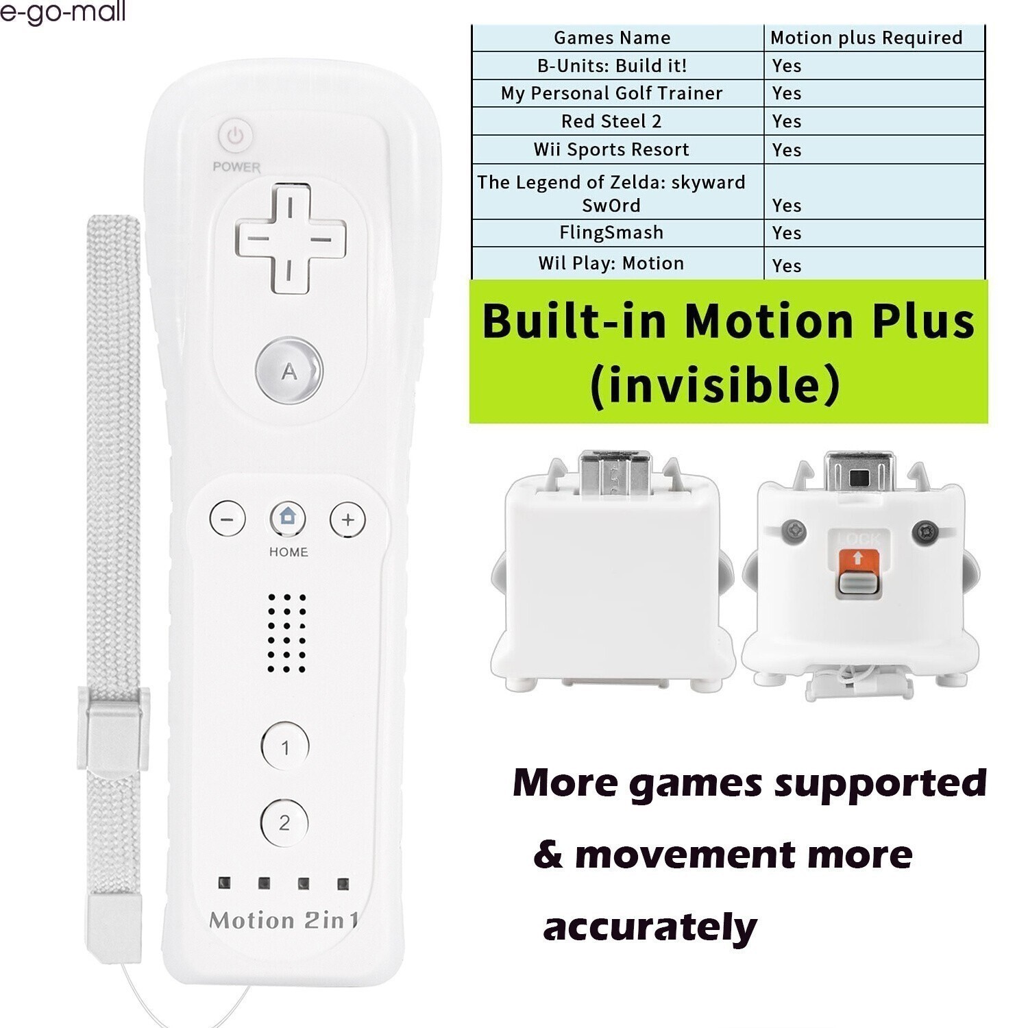 Built-in Motion Plus Wii Remote and Nunchuck Controller for Nintendo Wii Wii U