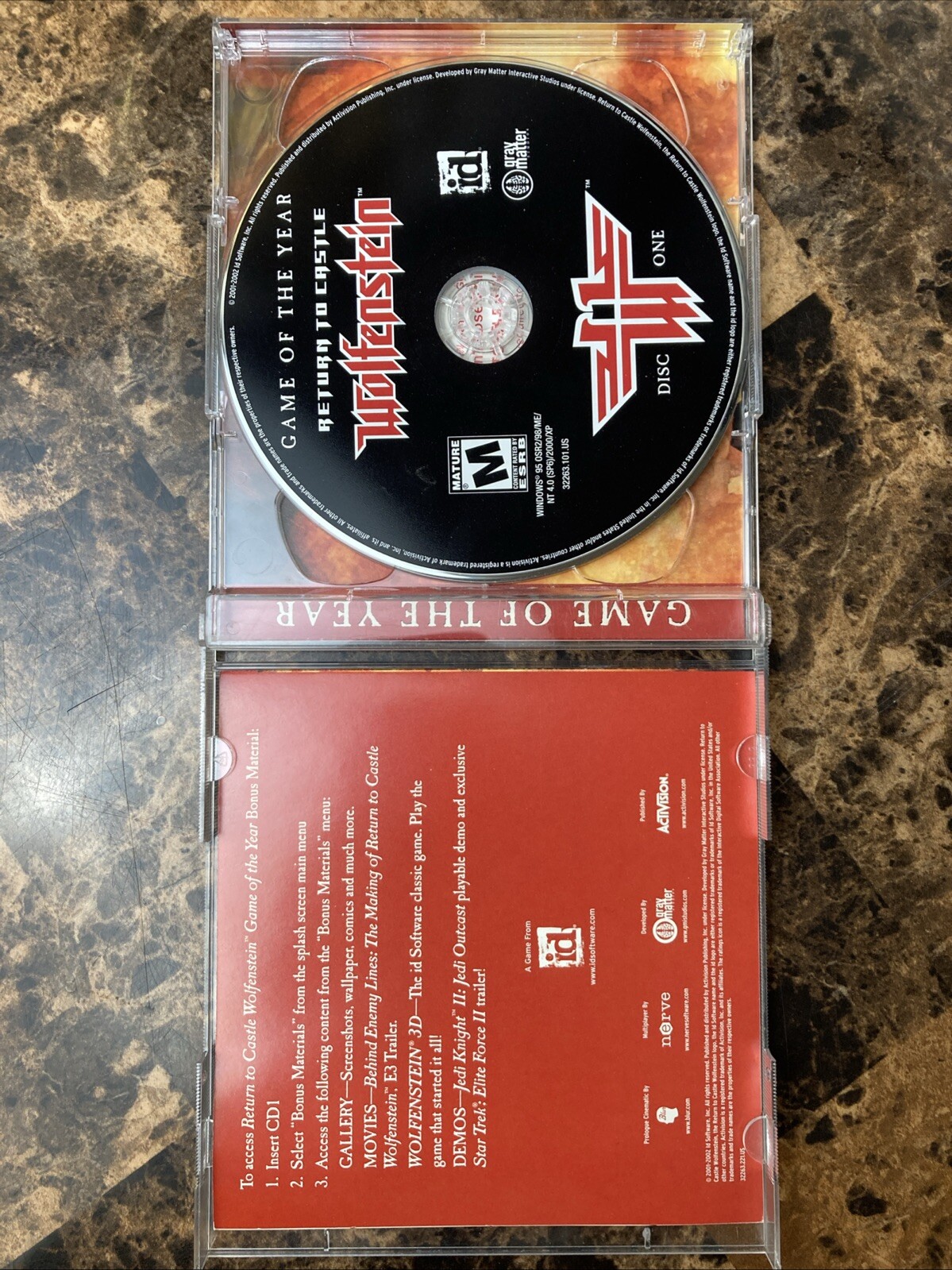 Wolfenstein Return To Castle PC Game Activision – Game of the Year 2002 Vintage