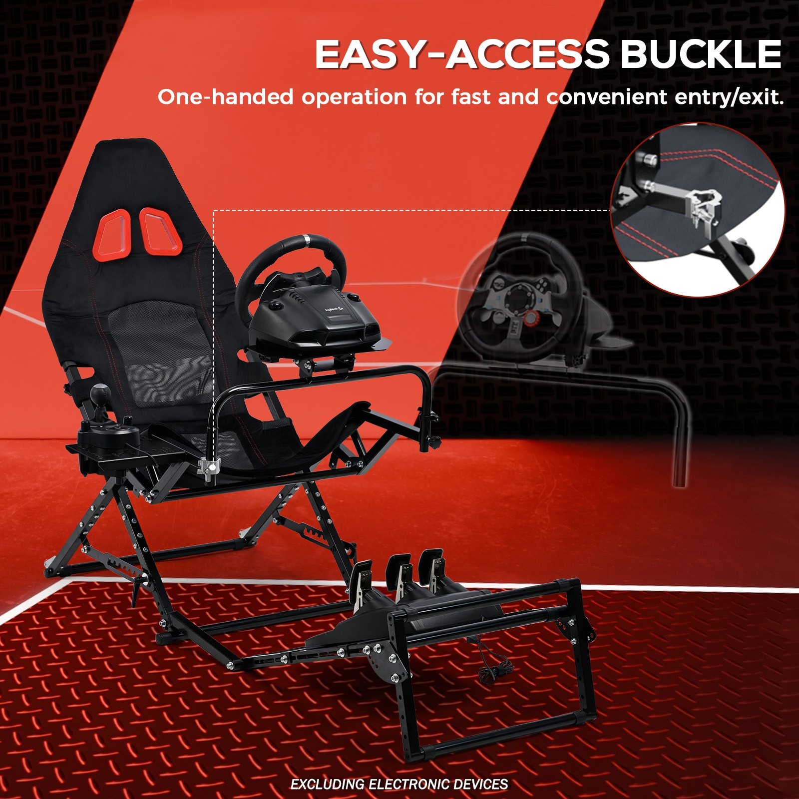 Supllueer Foldable Racing Simulator Cockpit Fits Logitech G923 Moza Thrustmaster