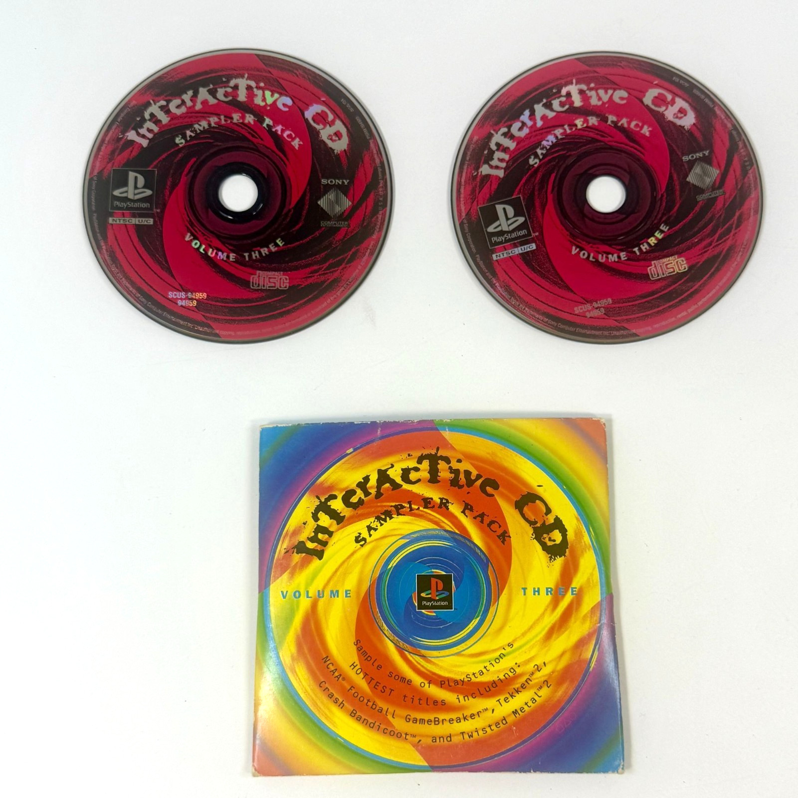 PS1 Interactive CD Sampler Pack Volume 3 2 Disc Lot w/ Sleeve PlayStation