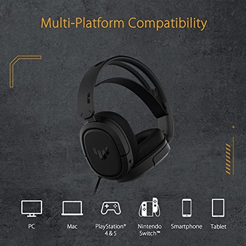 ASUS TUF Gaming H1 Wireless Headset Mic, 7.1 Surround Sound, 40mm Drivers,