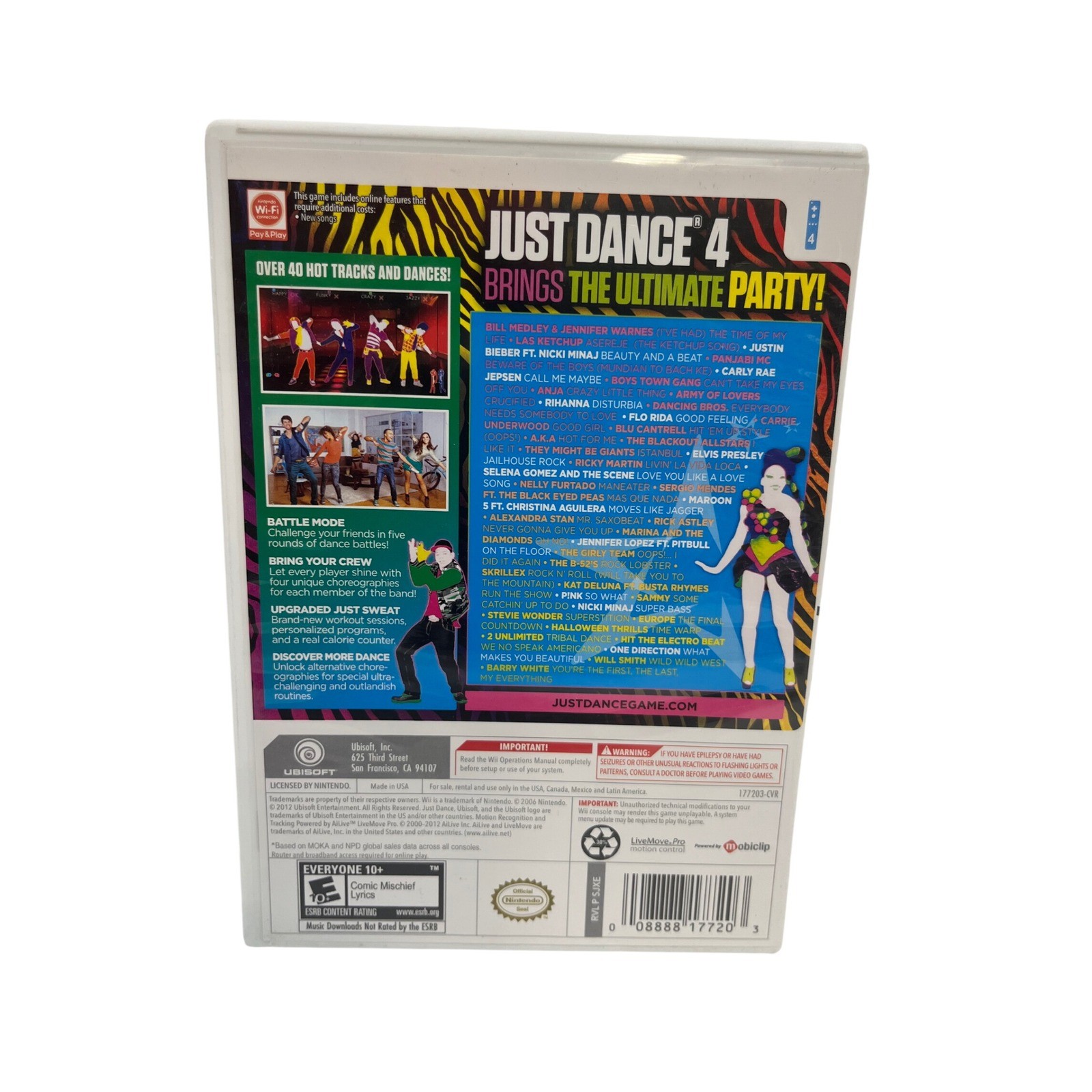 Just Dance 4 Nintendo Wii Video Game Complete CIB Rihanna Flo Rida Ubisoft 2012