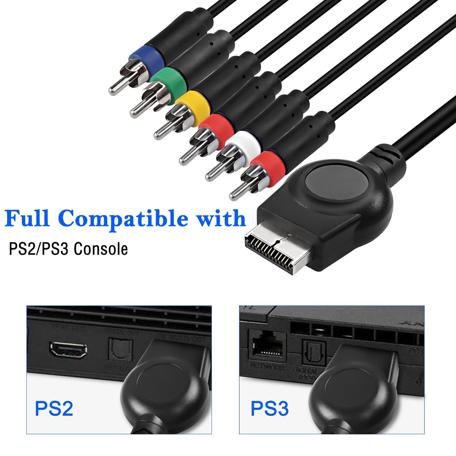 Hd Audio Video Cable 5RCA PS3 PS2 Component AV Cable, Ypbpr Component + RCA Vide