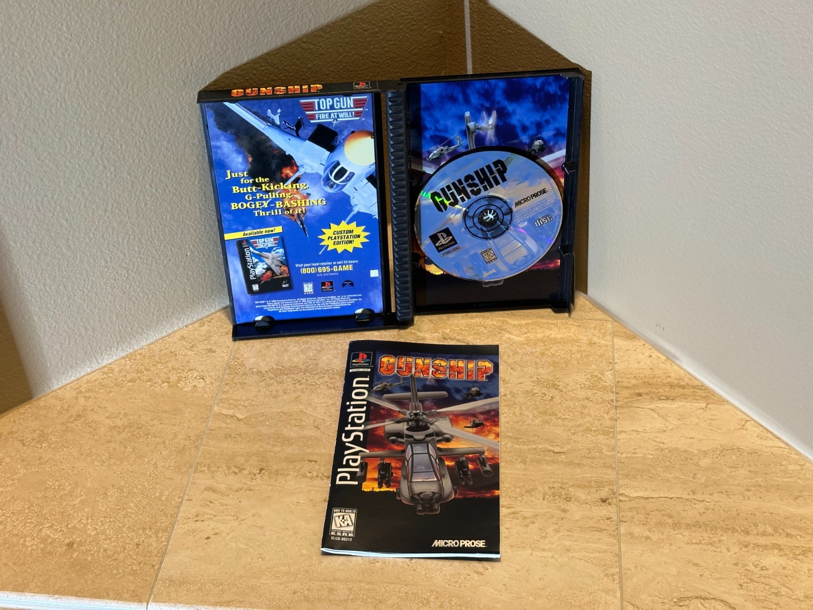 Gunship PS1 Long Box CIB Complete w/ Manual MicroProse 1996 PlayStation 1