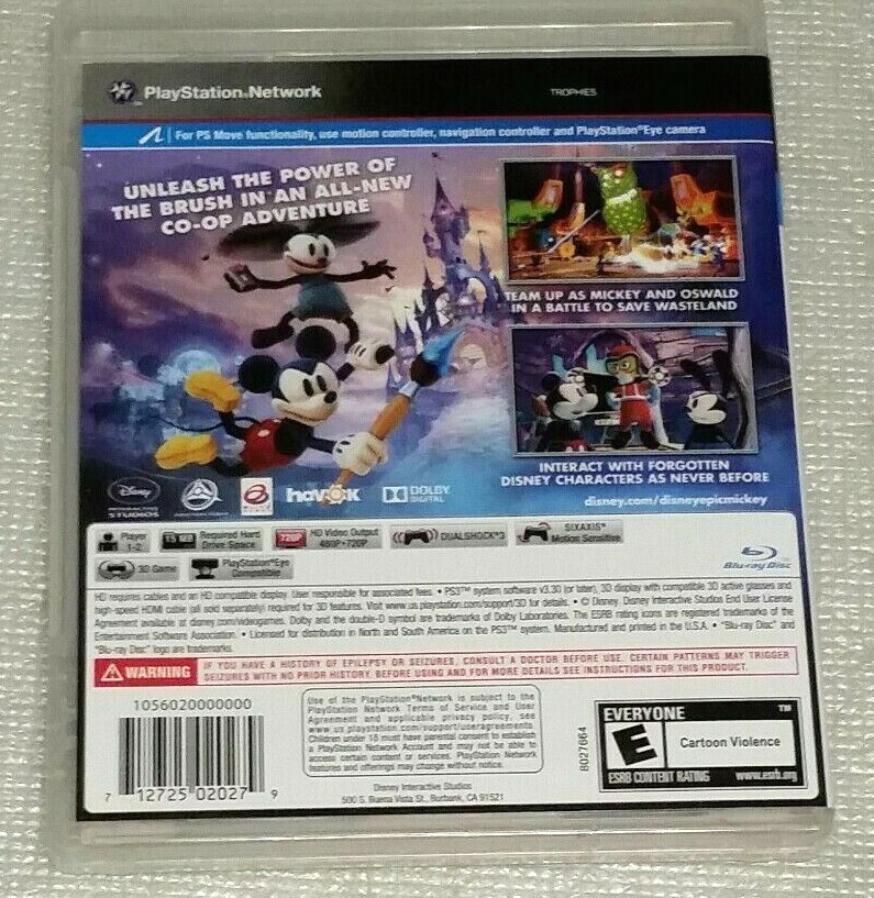 Disney Epic Mickey 2::Power of 2 PlayStation 3 PS3 2012, manual & Lego Hobbit