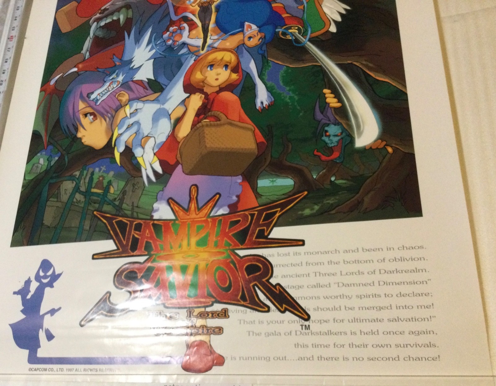 VAMPIRE SAVIOR Darkstalkers BIG Arcade Promo Poster Display 1997 CAPCOM B1 RARE